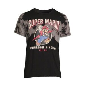 Super Mario Size M Tie Dye Black/Grey Mushroom Kingdom  Nintendo Preowned